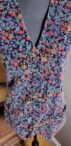 VINTAGE FLORAL PRINT COTTON VELVET VEST